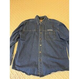 Harley-Davidson Mens Denim long Sleeve button Up Shirt Sz XL blue Embroidered